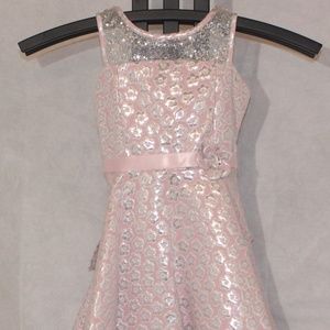 Pink Metallic Floral Dress